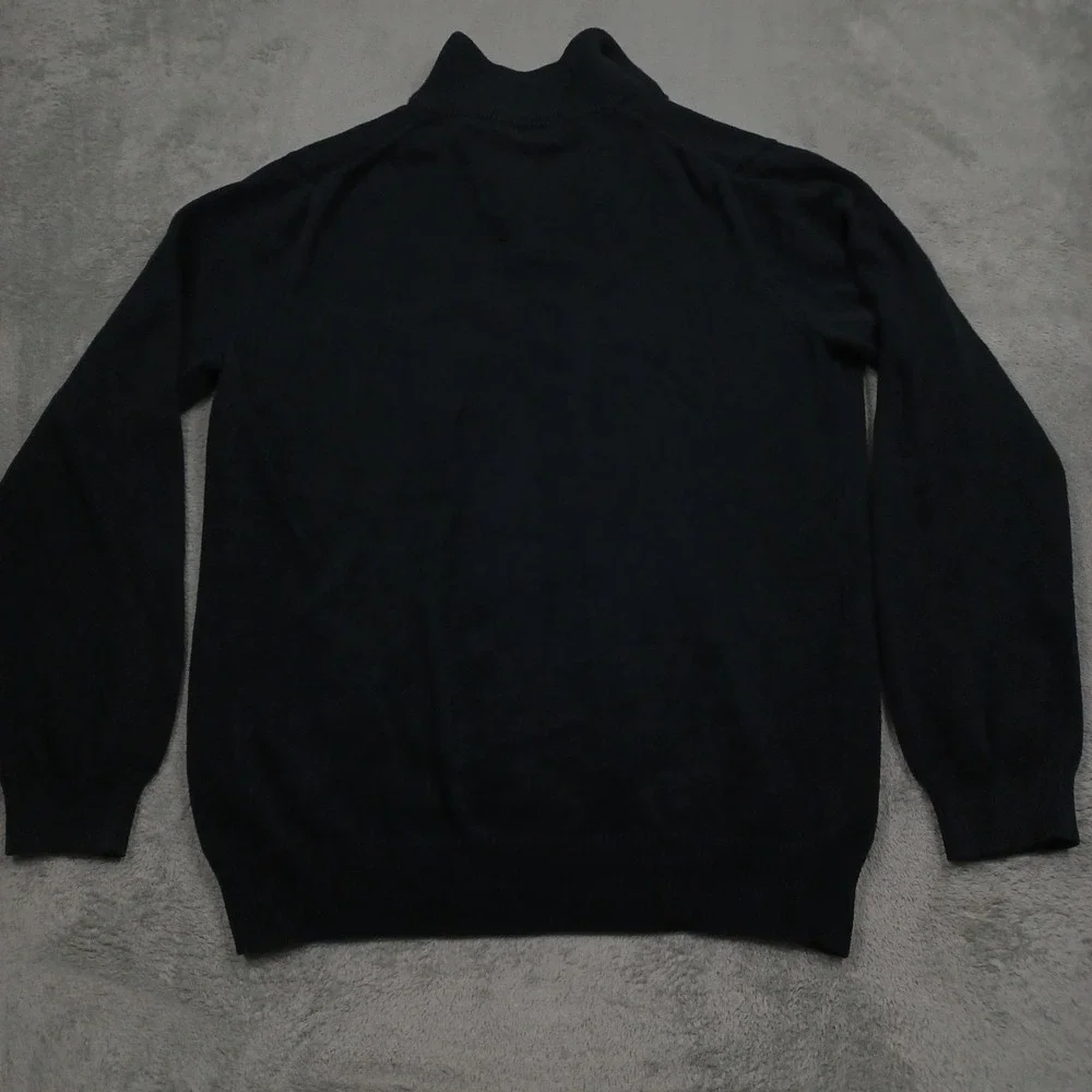 J‎ Crew Sweater Mens Large Tall Black Knit 1/4 Zip Pullover Casual Preppy